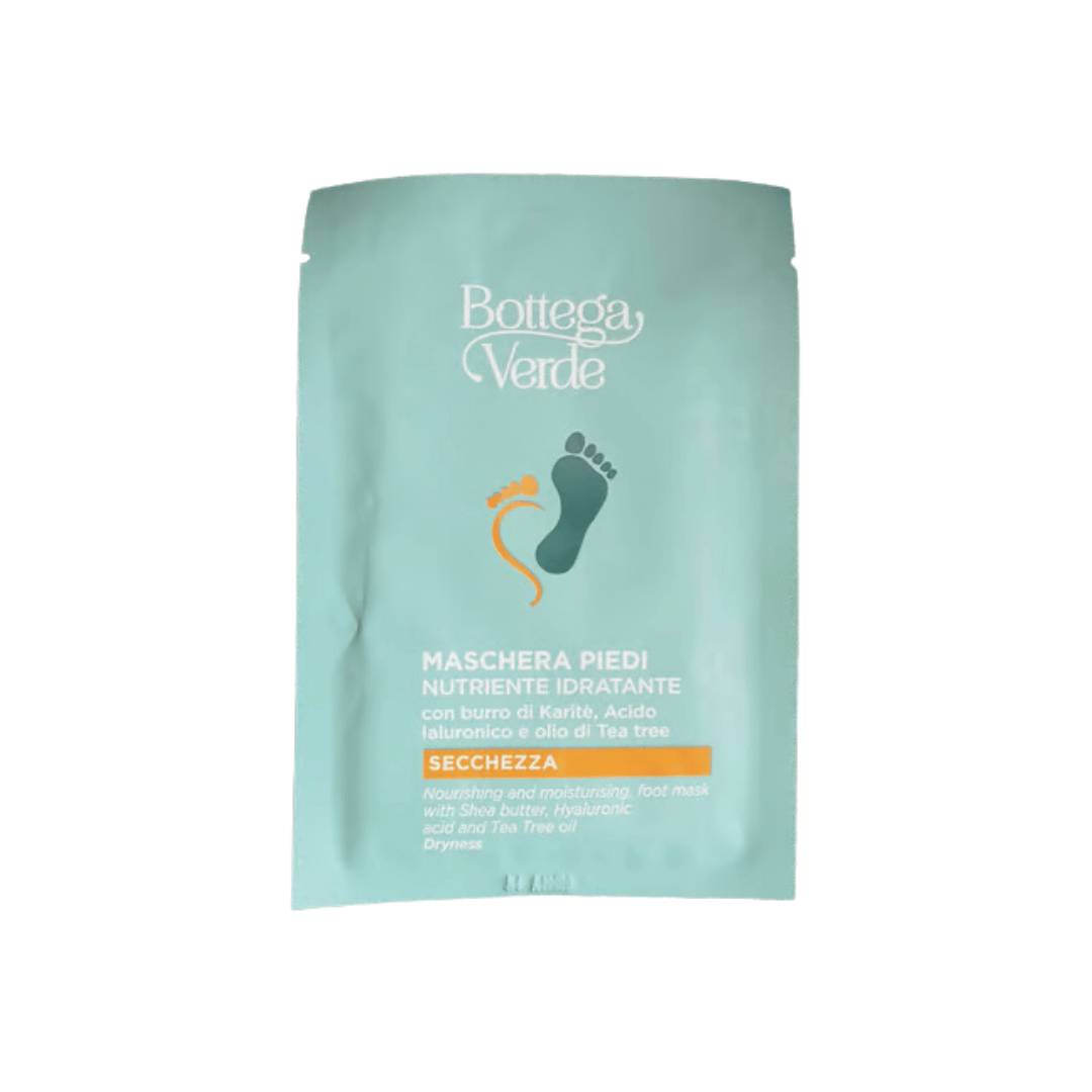 MASCHERA PIEDI - FOOT MASK - NOURISHING AND MOISTURIZING - WITH SHEA BUTTER, HYALURONIC ACID AND TEA TREE OIL