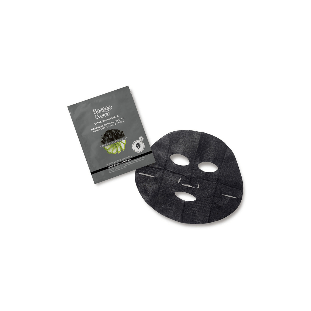 ESTRATTI DI BELLEZZA - DETOXIFYING BLACK FABRIC MASK - WITH AN UNCLOGGED SKIN EFFECT CHARCOAL AND ALOE - NORMAL OR COMBINATION SKIN